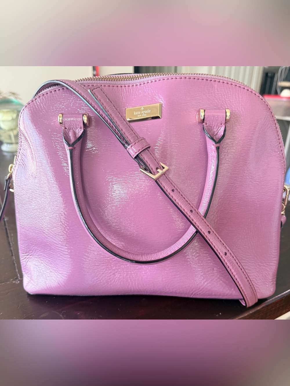 Kate Spade "Carli Place" satchel 
lilac patent leather w/gold-tone
Hardware NWOT - Picture 4 of 13